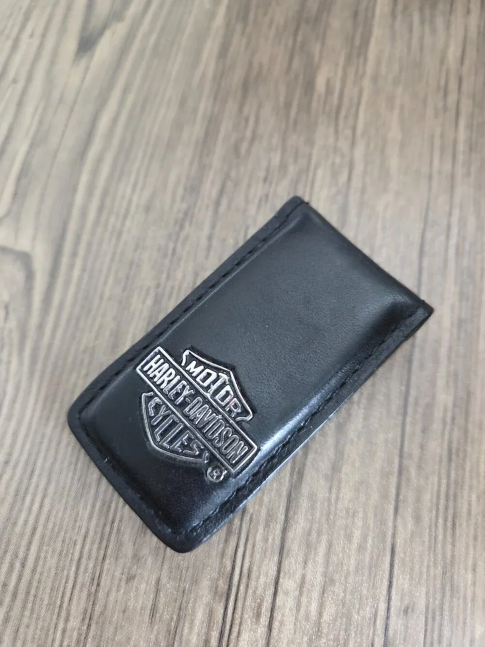 Harley Davidson Black Leather Magnetic Money Clip